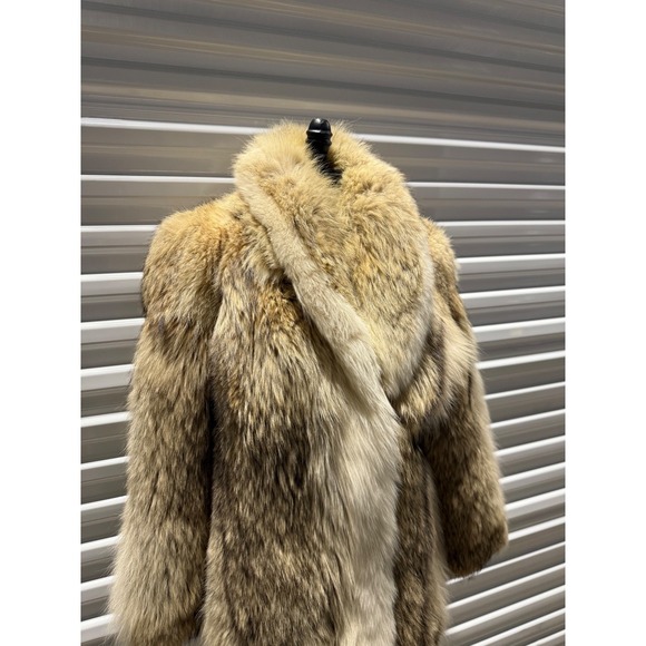 Vintage Tibor Furs Genuine Fur Coat Brown Tan Shawl Collar Mid Length Womens M - Picture 2 of 8